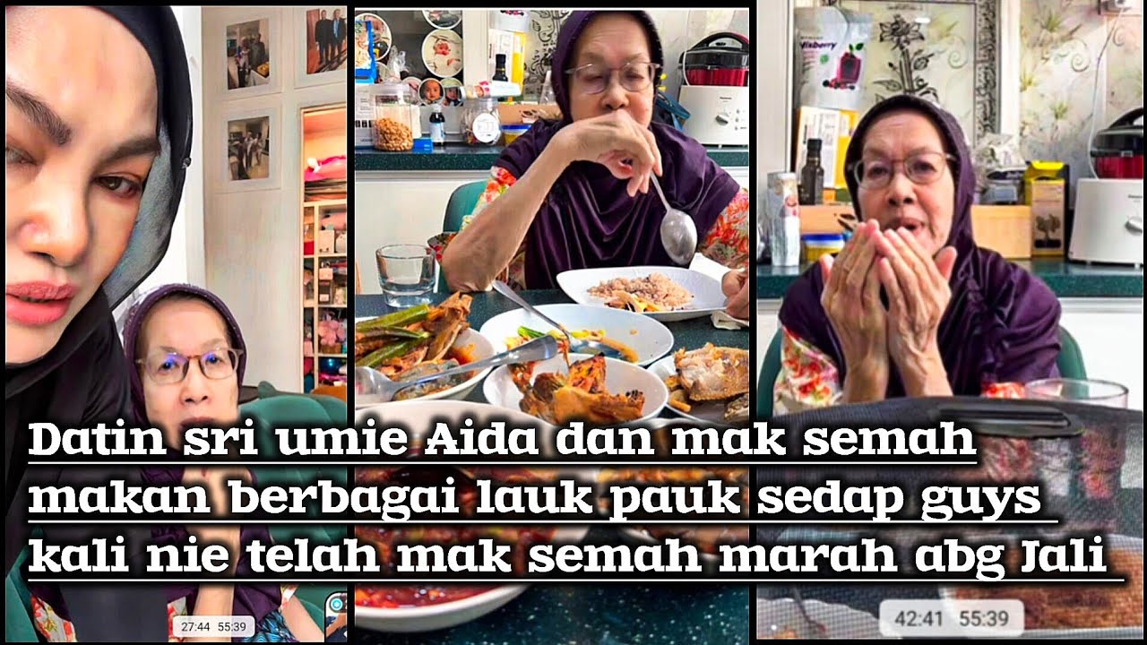 Datin Sri Umie Aida dan Mak semah makan berbagai lauk ,kali nie kerenah mak semah cukup terhibur