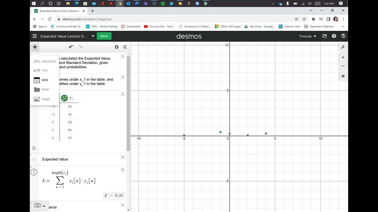 How to Use Desmos for Expected Value and Standard Deviation Given a