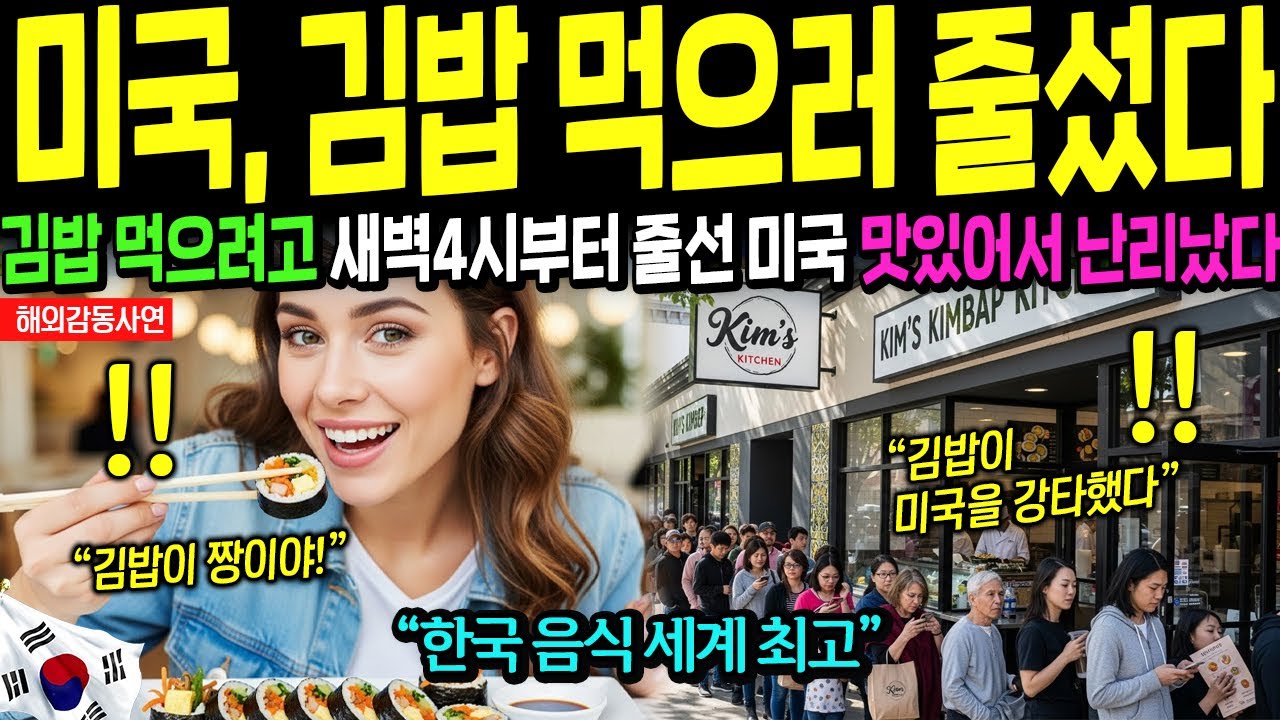 [해외감동사연] 김밥 먹으려고 난리가 난 미국, 시카고 새벽 4시부터 줄 서게 만든 김밥의 기적! 한식 열풍에 인천공항 한국행 입국대란!