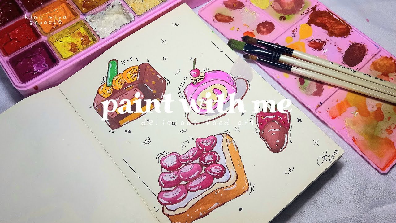 paint with me : easy delicious food art 🎨 using himi gouache - YouTube