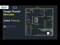 Design Denah rumah minimalis 10x10 meter dengan 2 kamar tidur di ZWCAD