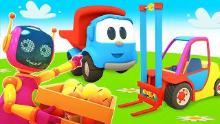 leo the truck builds a new loader on the farm car cartoons for kids learning videos for kids