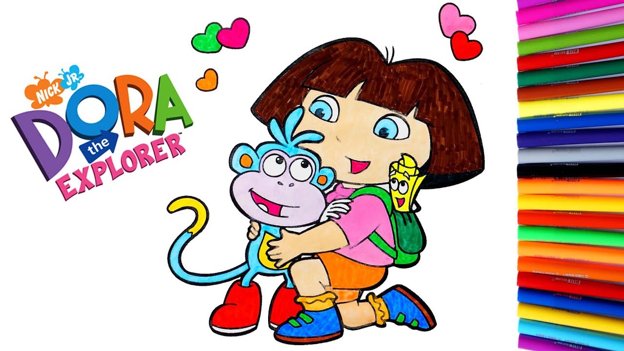 Coloring Dora And Friends Hugging So Cute | Coloring Book For Toddlers ...