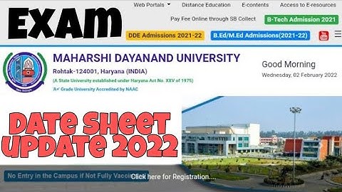 MDU exam Date sheet update 2022