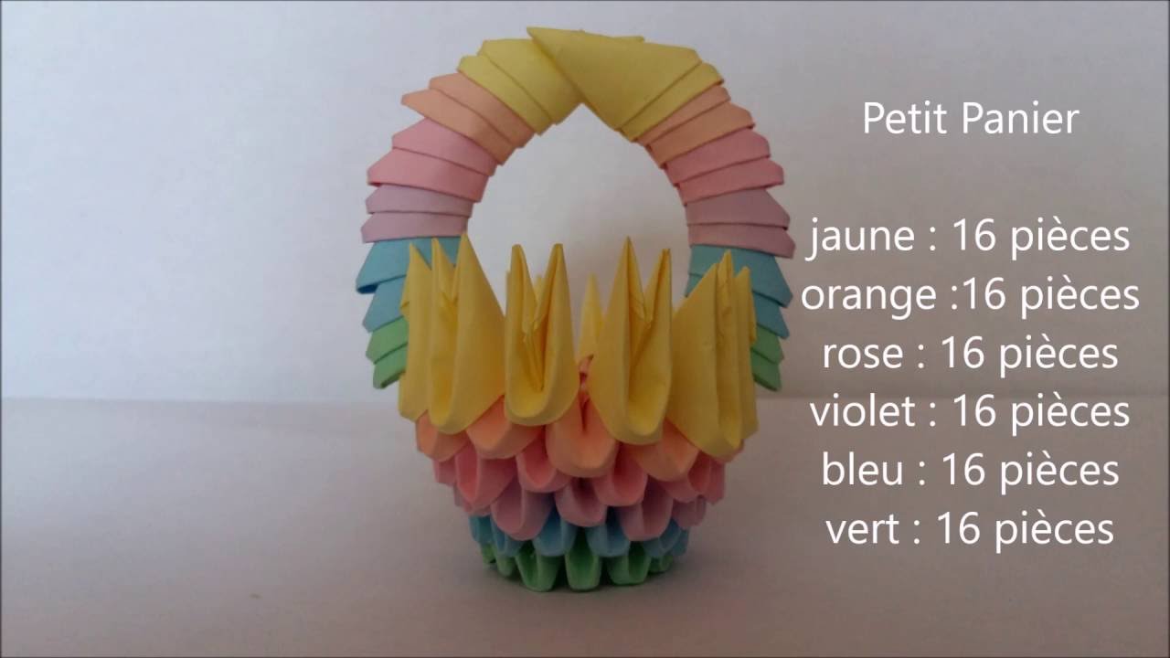 Panier Origami 3D Fait Main – Papier Cartouche, Art Populaire, Couleurs Vives