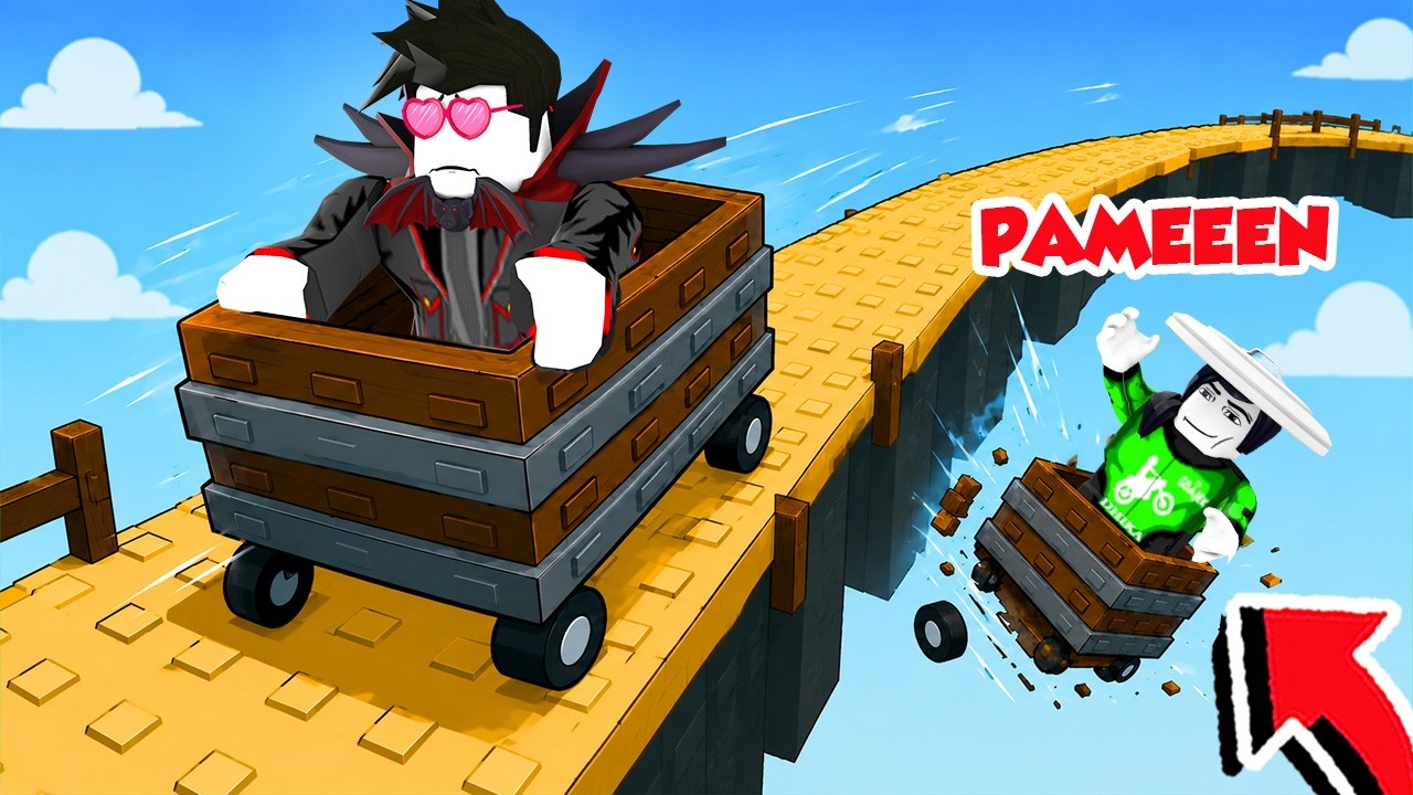 MELUNCUR BALAPAN NAIK MINECART PALING NGAKAK DI ROBLOX!!!