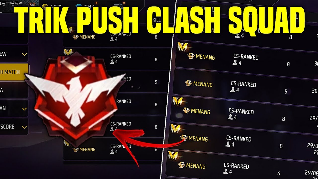 TRIK PUSH CLASH SQUAD RANK! TIPS DAN TRIK FREE FIRE!!! - YouTube