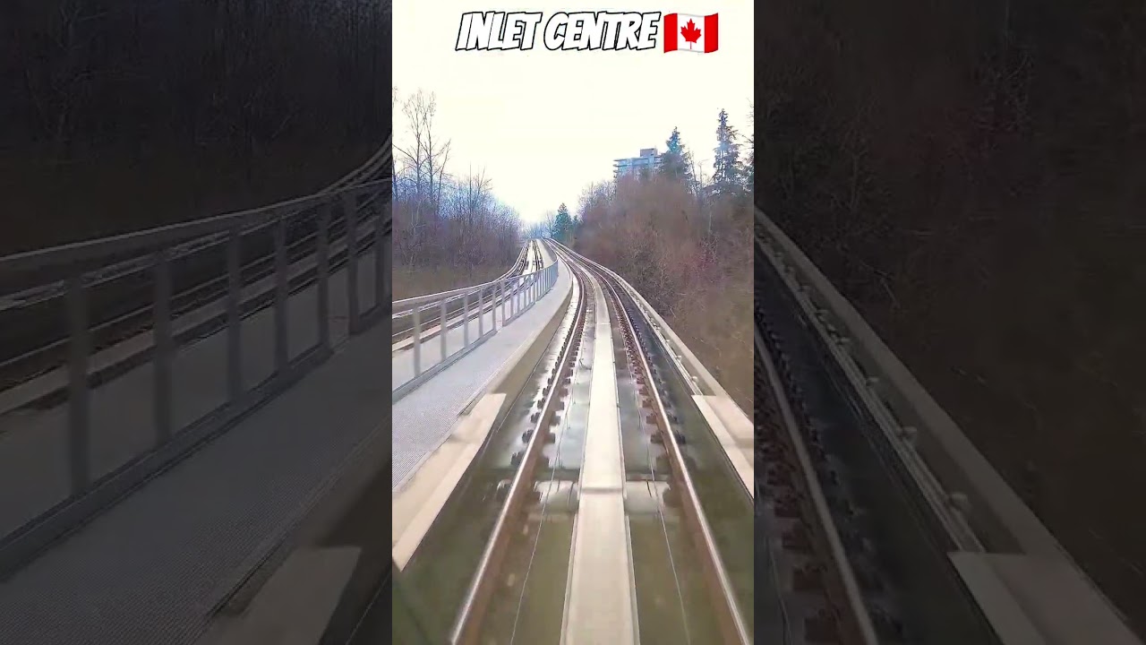 Millennium Line SkyTrain exits Inlet Center Station in Coquitlam BC 🚊🍁🇨🇦