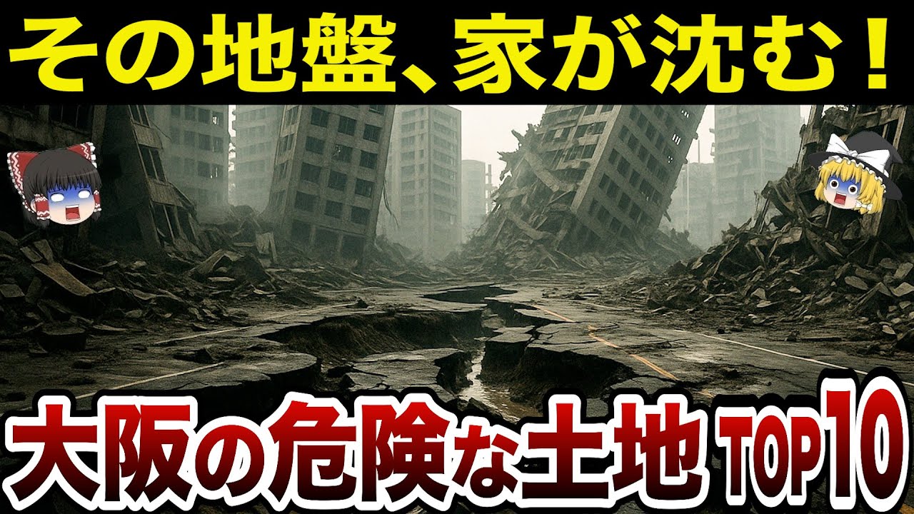 【日本地理】あなたの家は大丈夫？大阪で地盤が弱い危険な場所！液状化リスクランキング【ゆっくり解説】