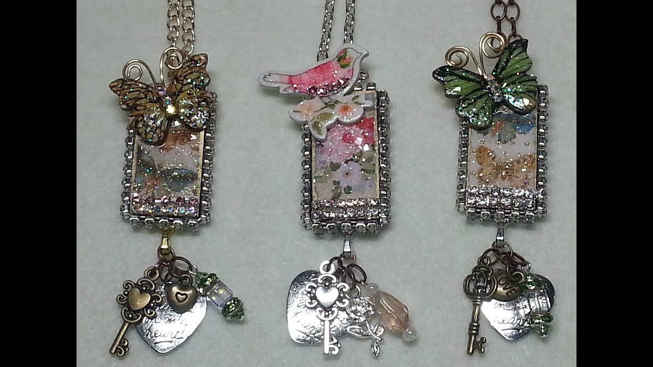 DIY~Make Gorgeous  & Simple Mixed Media Domino Pendant Necklaces!