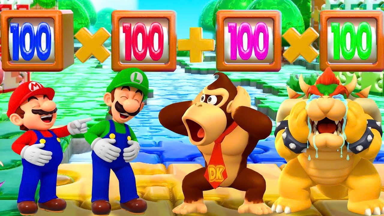 Super Mario Party Minigames - Mario VS Luigi Vs DK Kong Vs Bowser (Master Difficulty)