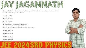 In an ac circuit,the instantaneous current is zero,when the instantaneous voltage is…..JEE 2024