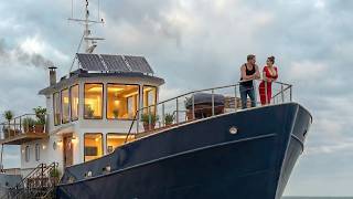 Building a Home on the Sea (ASMR) – Couple Transforms Old Boat into Luxury Home | Start to Finish