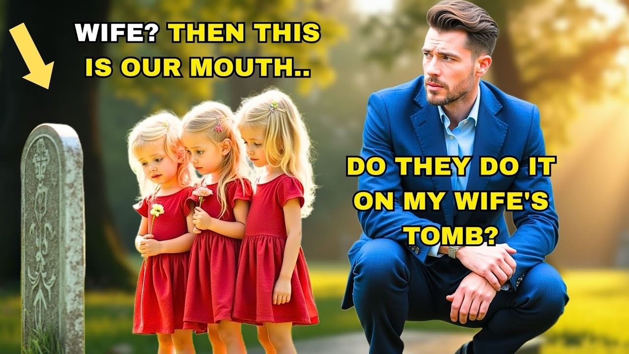 Millionaire CEO Sees Triplets Crying in Front of His Wife's Grave, They Say Three Words and