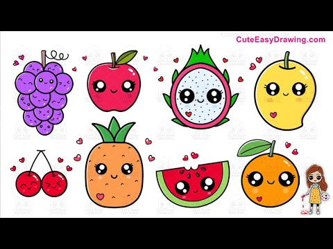 Cute Easy Drawings Fruits Video Collection 1 Hour Long For Kids Sunday Special Drawing Video 
