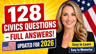USCIS 128 Civics Questions and SIMPLE Answers Repeat 2X | 2025 Civics Test US Citizenship