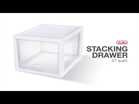 Sterilite 27 Quart Stacking Storage Drawer, Stackable Plastic Bin