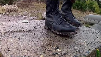 2 army boots crush Iphone