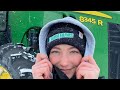 8345R and 8330 John Deere Tractors in a Blizzard