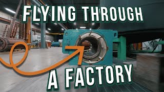 Thrilling Flight Through an Industrial Motor Repair Facility - Exploring Machinery Up Close!