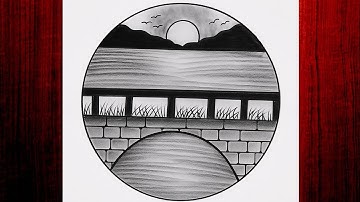 Easy circle scenery drawing /Easy drawing ideas for beginners/ How to draw pencil sketch drawing