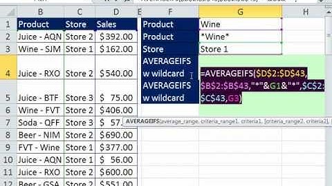 Excel Magic Trick 833: AVERAGEIFS function & Wildcards, Averaging With Multiple Conditions Criteria