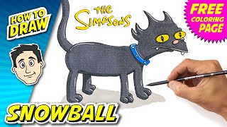 How To Draw Snowball Easy Beginner Steps The Simpsons Cat