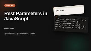 Rest Parameters in JavaScript | JavaScript Tutorial for Beginners