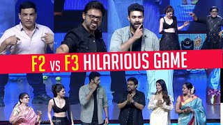 F2 Vs F3 Hilarious Game  F3 Movie Funtastic Event  Venkatesh Varun Tej  Shreyas Media