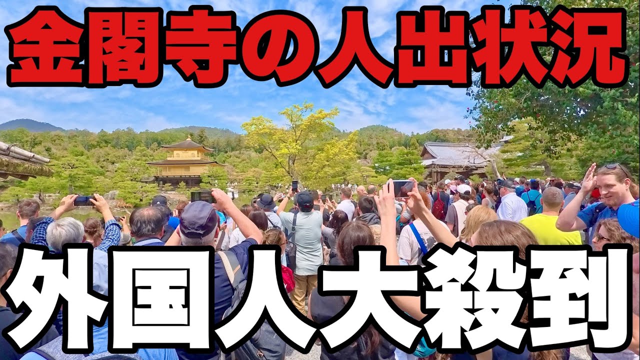 【4K】2025年4月17日（木）京都金閣寺の人出状況。外国人大殺到！京都金閣寺的人群。大量外國人湧入！Crowds at Kinkakuji Temple in Kyoto  japan.