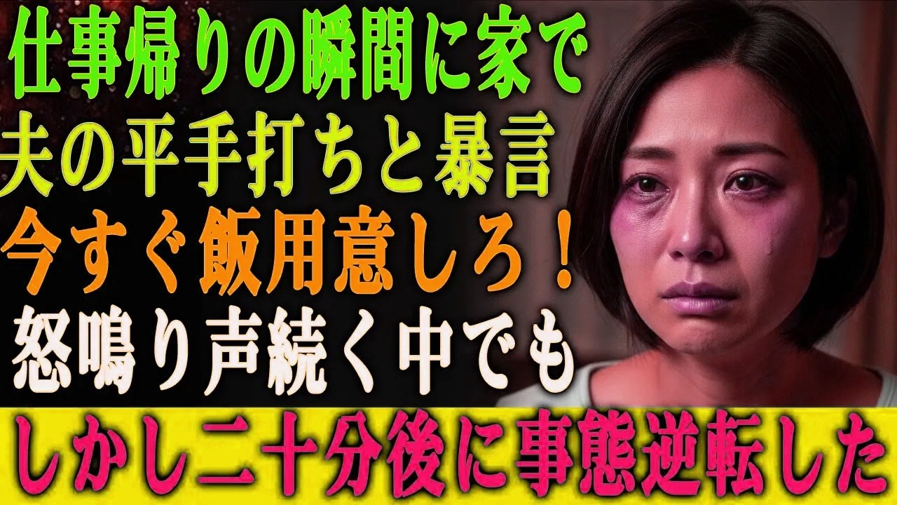 仕事から帰宅した瞬間、 夫の平手打ちと怒号が飛んできた。 「おい、このバカ！俺たちを待たせやがって！ 今すぐ飯を用意しろ！」 ――しかし、20分後……