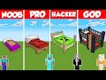INSIDE BED BASE HOUSE BUILD CHALLENGE - Minecraft Battle: NOOB vs PRO vs HACKER vs GOD / Animation
