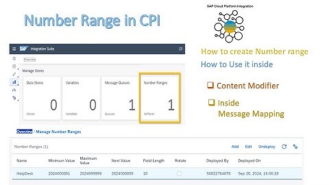 CPI | Cloud Platform | Number Ranges | Creating and Managing Number Ranges