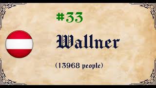 50 Most Common Surnames: Austria