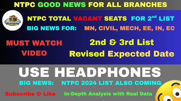 NTPC Total Vacant Seat | NTPC 2024 2nd & 3rd List Expected Date #ntpc  #gate2024 #gate #ese  #mining