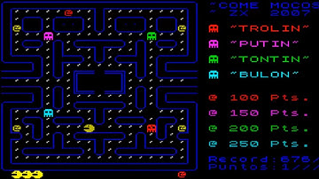 SINCLAIR ZX SPECTRUM Come Mocos COCOS PACMAN CLONE PAC MAN Pelaez Lucas Bytemaniacos 