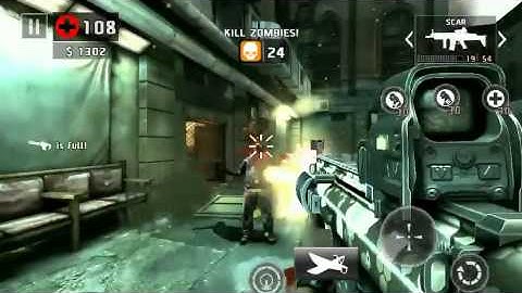 Dead trigger 2 scar level 58 gameplay iOS on hard TDU 55+