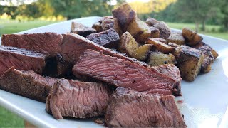 Steak and Potatoes on the Blackstone Griddle | How to cook a steak on the Blackstone Griddle