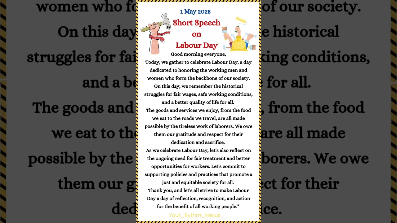 10 Lines Speech On International Labour Day | Speech On Labour Day | Labour Day Speech In English