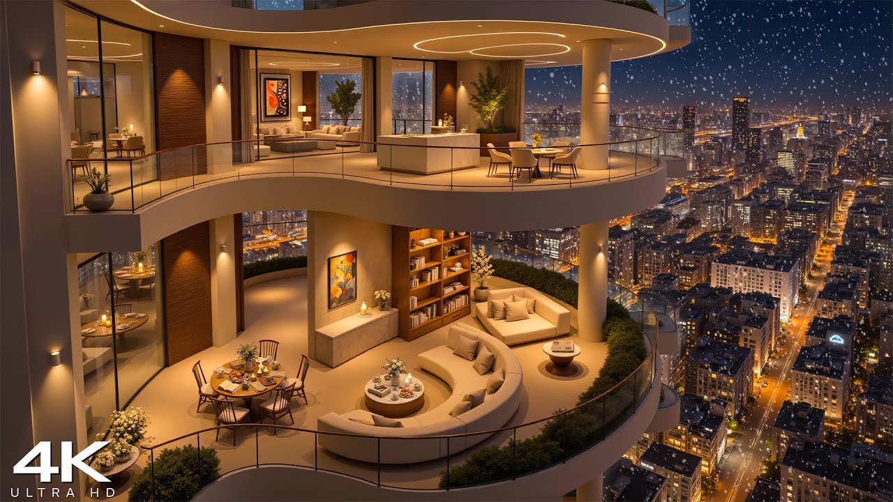 [4K] Serene Winter Jazz ❄️ Cozy Luxury Apartment with Calm Jazz Background Music & Snowy to Relax