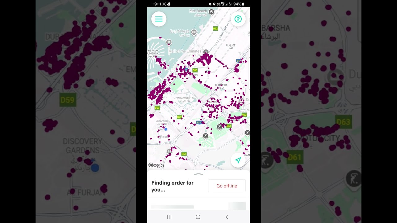 Deliveroo app use and order accomplished