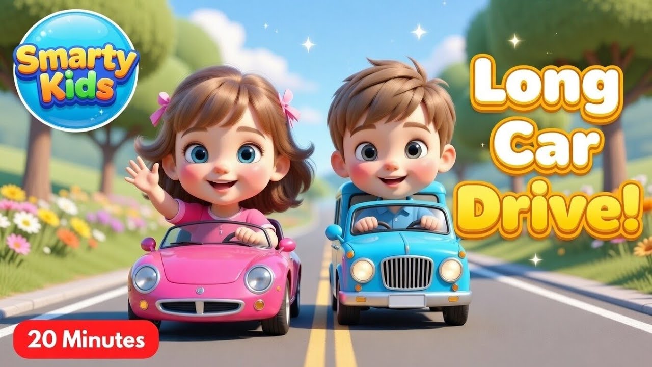 🚗🚌 Smarty Kids – Long Car Drive Adventure | 20-Minute Fun Travel Song