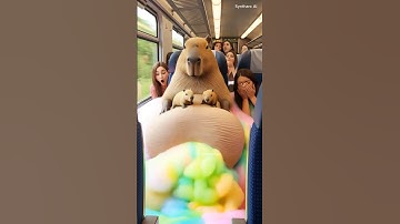 Capybara and 2 Babies Did Something Magical on the Train! 🚆🐗🪄 #shorts #capybara #manifestedit #cute