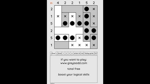 Grey is Odd - Today grids. Solution level 2 6X6 dated 08-05-2024 #logicpuzzles #logicgames  #games