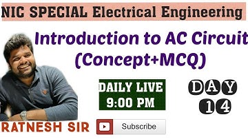 Day 14 NIELIT (N.I.C) Electrical Engineering Introduction to A.C Circuit (Concept+MCQ By Ratnesh Sir