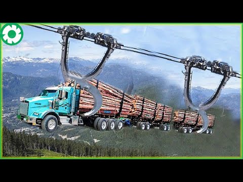 Dangerous Fastest Chainsaw Wood Heavy Machinery, Logging Wood Truck Driving Fails & Skills
