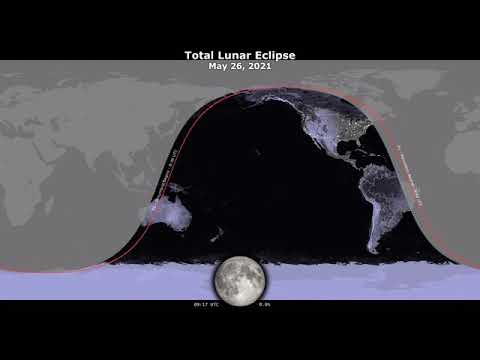 An animated map showing where the May 26, 2021 lunar eclipse is visible.