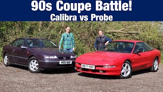 Ford Probe vs Vauxhall Calibra  90s Coupe Battle! (1994 2.0 & 1996 Opel 2.0 16v Auto Road Test)