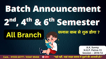 2nd, 4th & 6th Semester Live Batch Announcement(Technical Classes) || SBTE Bihar Polytechnic
