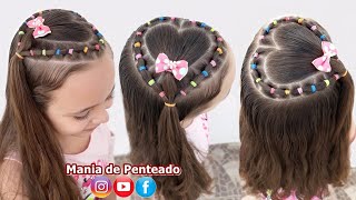 Penteado Infantil Coração Com Ligas Heart Hairstyle With Elastics Hairstyle For Girls